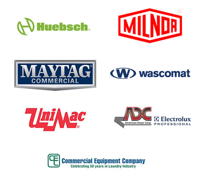Brands we offer - Huebsch, Milnda, Maytag, Wascomat, UniMac, ADC, Electrolux, Commercial Equipment Company